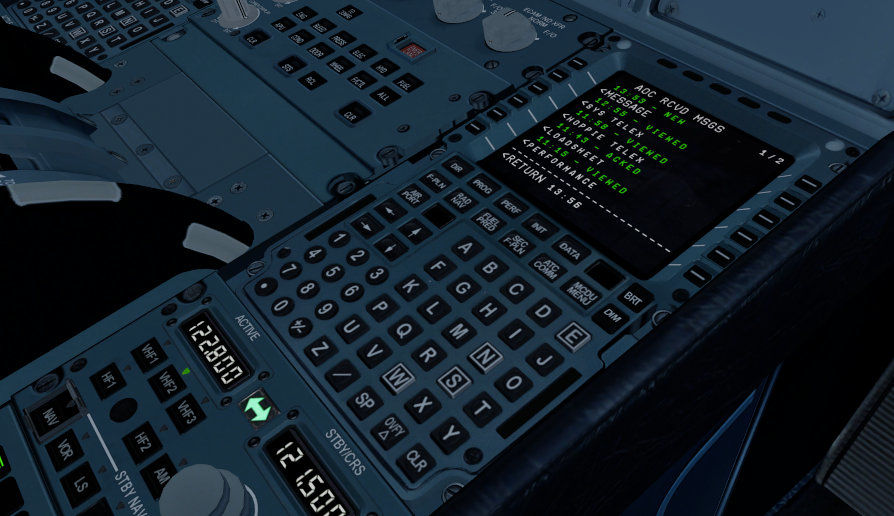 Una console ACARS nel pannello radio di bordo